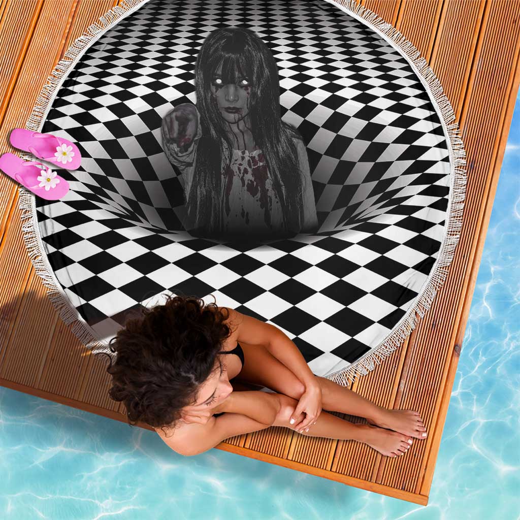 3D Illusion Horror Halloween Beach Blanket Scary Ghost - Wonder Print Shop