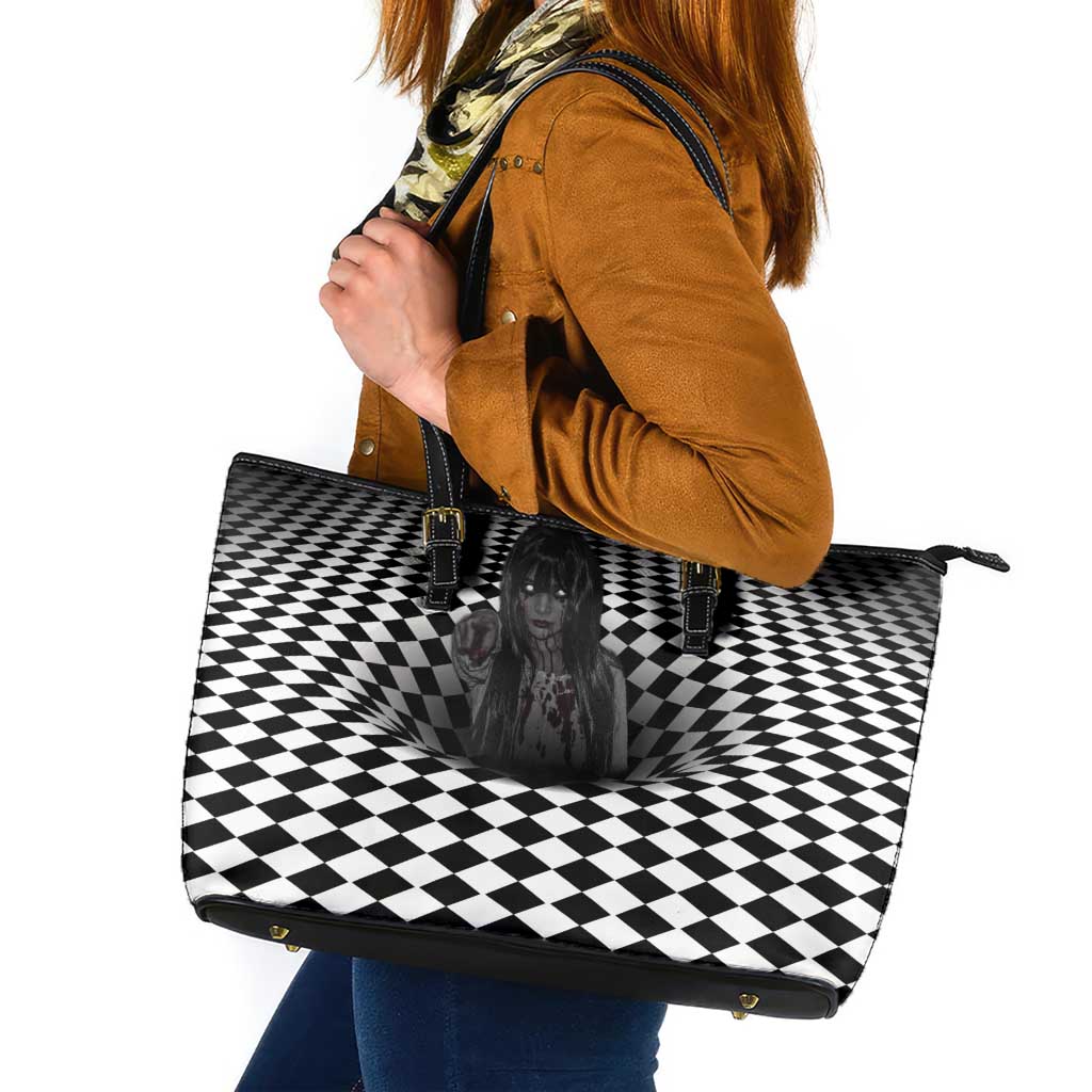 3D Illusion Horror Halloween Leather Tote Bag Scary Ghost - Wonder Print Shop