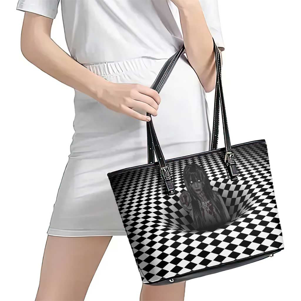 3D Illusion Horror Halloween Leather Tote Bag Scary Ghost - Wonder Print Shop