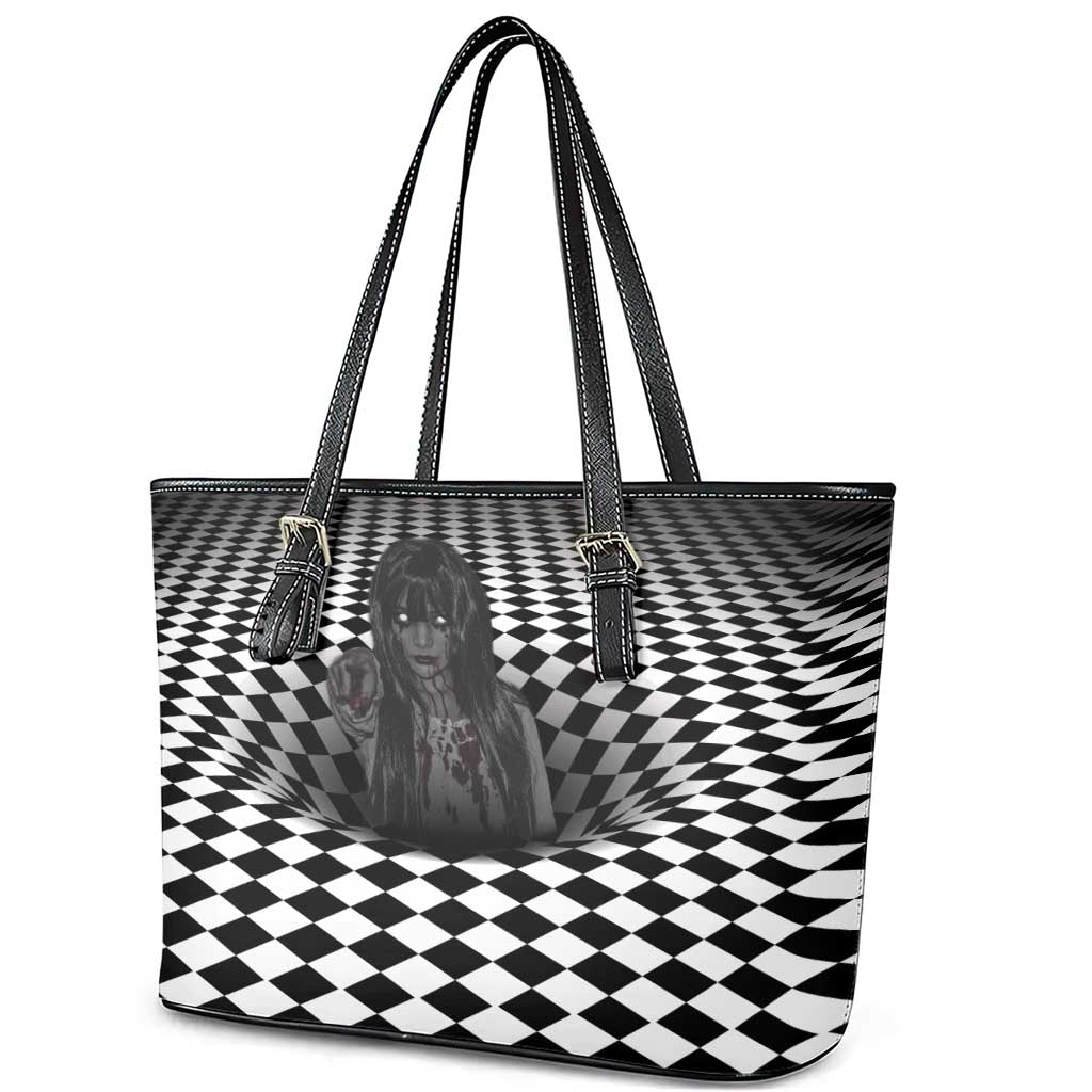 3D Illusion Horror Halloween Leather Tote Bag Scary Ghost - Wonder Print Shop