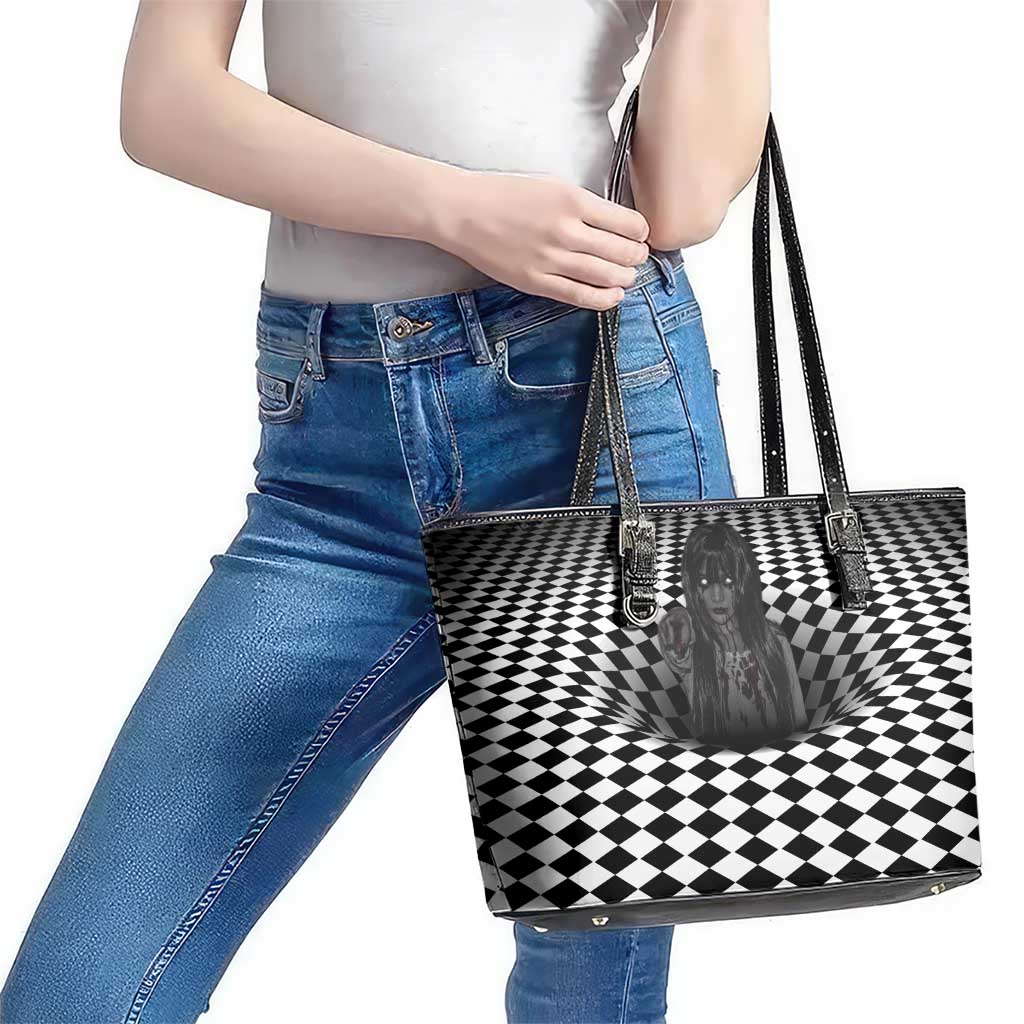 3D Illusion Horror Halloween Leather Tote Bag Scary Ghost - Wonder Print Shop
