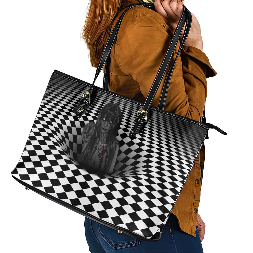 3D Illusion Horror Halloween Leather Tote Bag Scary Ghost - Wonder Print Shop