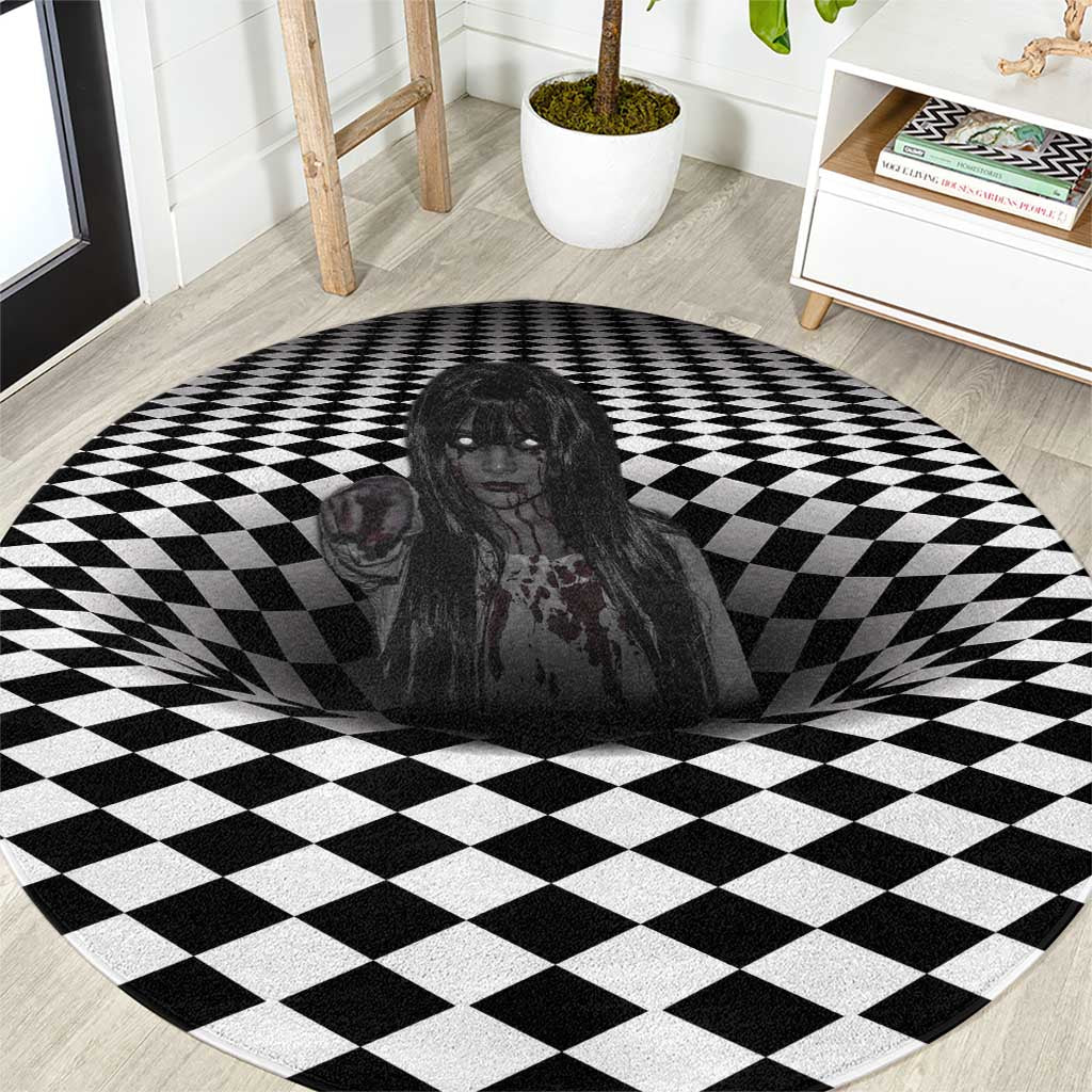 3D Illusion Horror Halloween Round Carpet Scary Ghost - Wonder Print Shop