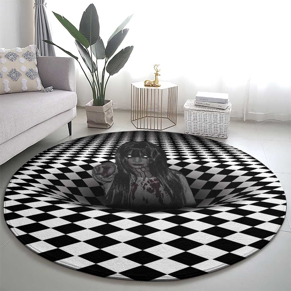 3D Illusion Horror Halloween Round Carpet Scary Ghost - Wonder Print Shop