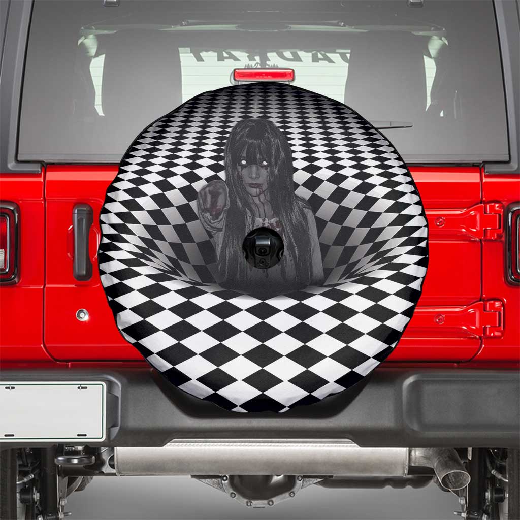 3D Illusion Horror Halloween Spare Tire Cover Scary Ghost - Wonder Print Shop