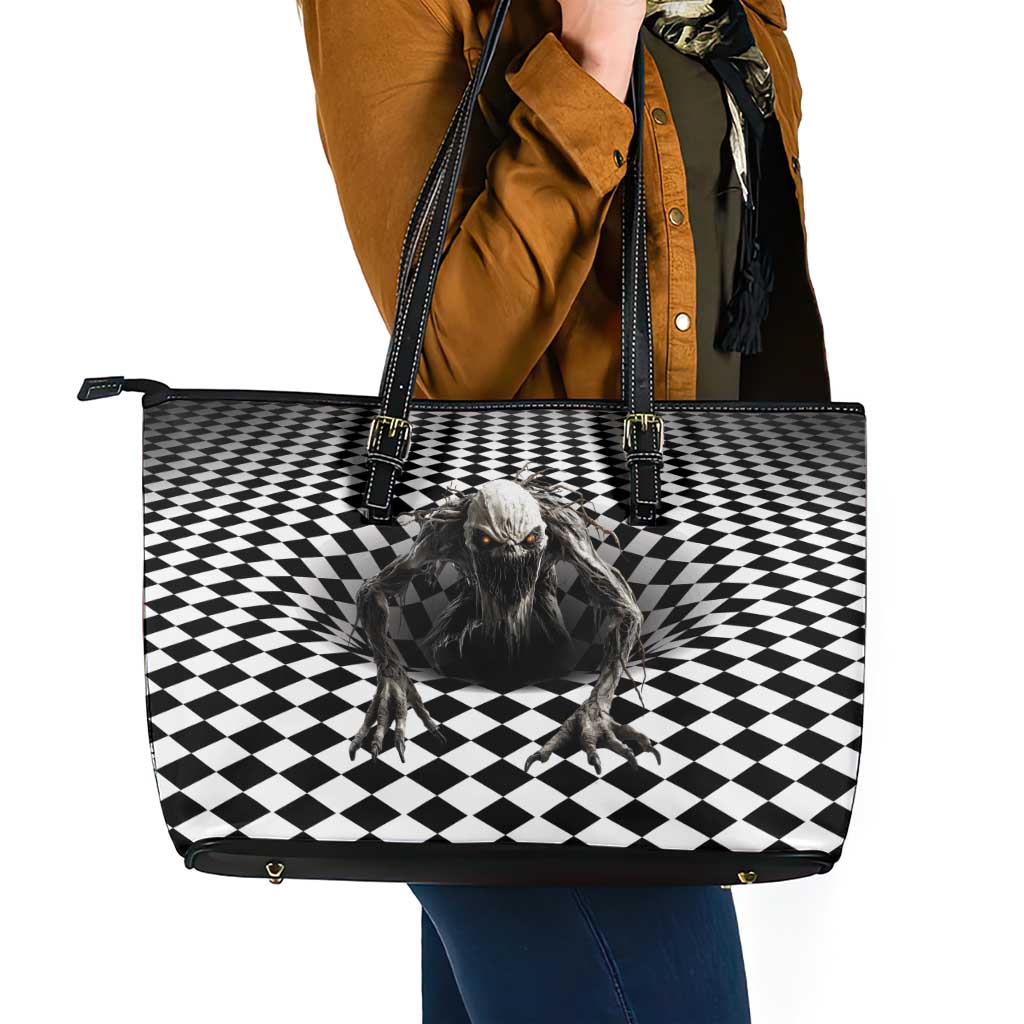 3D Illusion Halloween Leather Tote Bag Horror Monster - Wonder Print Shop