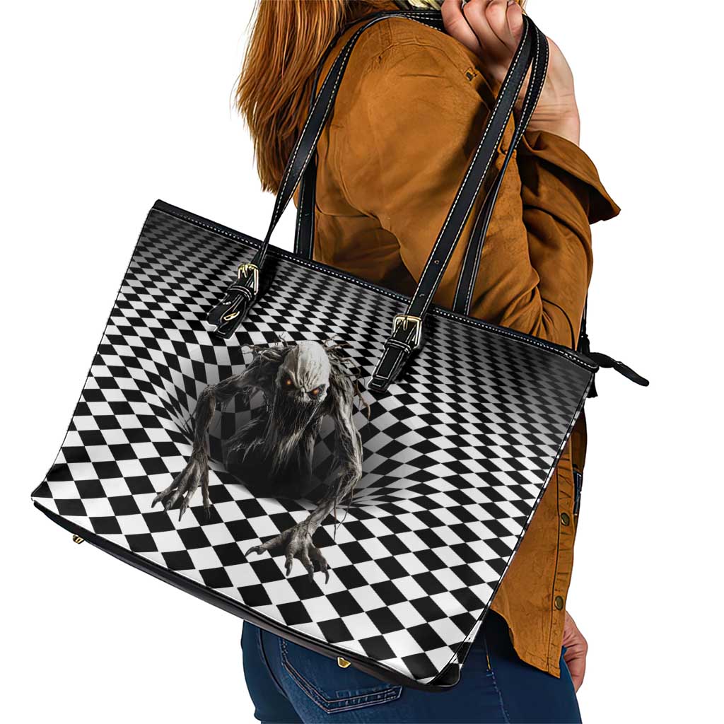 3D Illusion Halloween Leather Tote Bag Horror Monster - Wonder Print Shop
