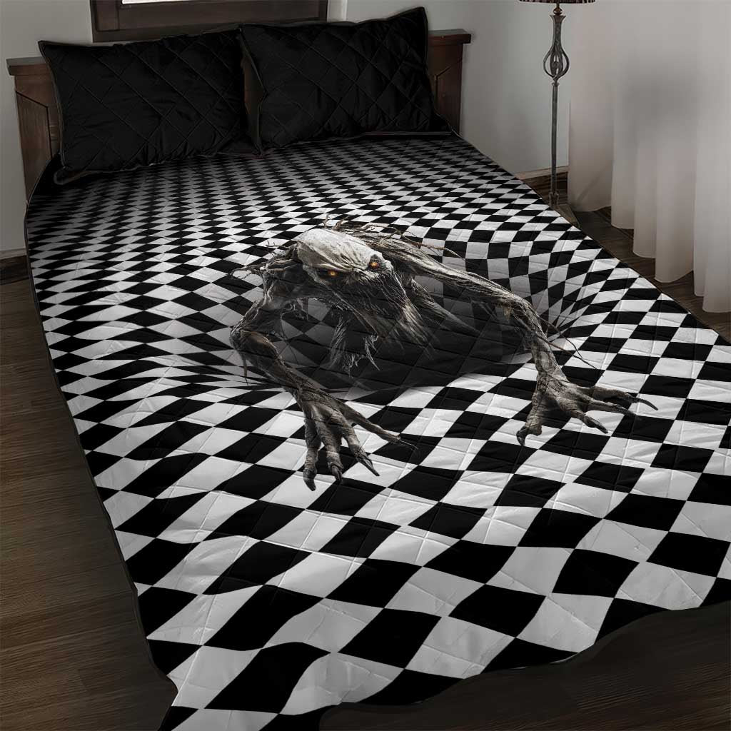 3D Illusion Halloween Quilt Bed Set Horror Monster - Wonder Print Shop