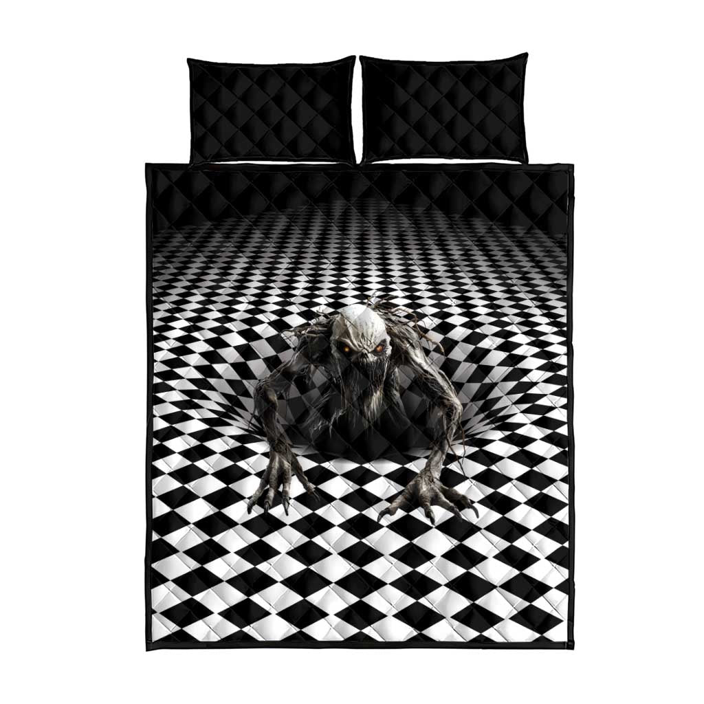 3D Illusion Halloween Quilt Bed Set Horror Monster - Wonder Print Shop