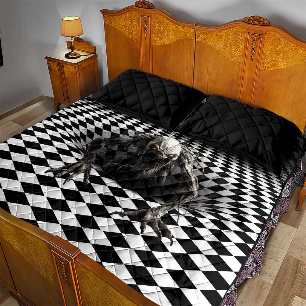 3D Illusion Halloween Quilt Bed Set Horror Monster - Wonder Print Shop