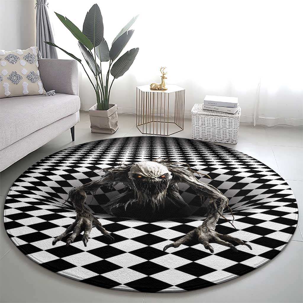 3D Illusion Halloween Round Carpet Horror Monster - Wonder Print Shop