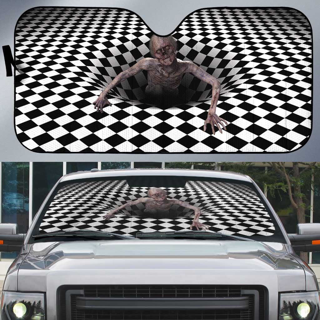 3D Illusion Horror Halloween Auto Sun Shade Horrible Scary Zombie - Wonder Print Shop