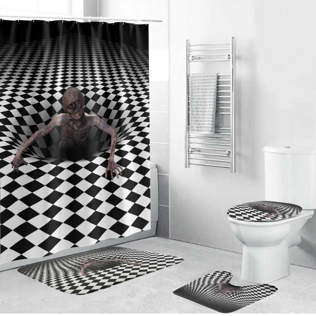 3D Illusion Horror Halloween Bathroom Set Horrible Scary Zombie - Wonder Print Shop