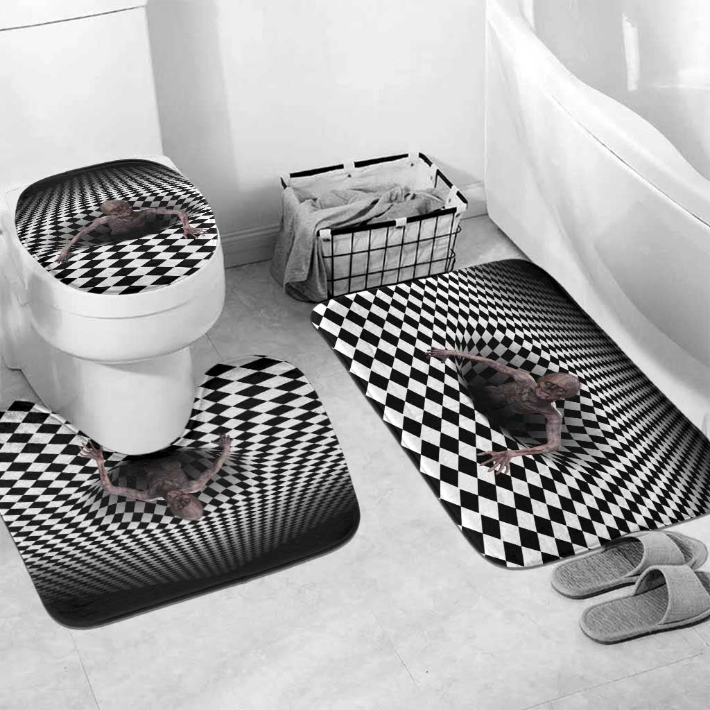 3D Illusion Horror Halloween Bathroom Set Horrible Scary Zombie - Wonder Print Shop