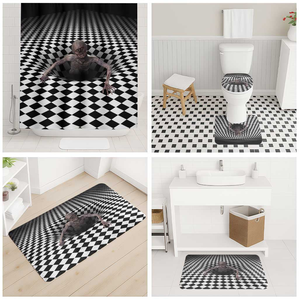 3D Illusion Horror Halloween Bathroom Set Horrible Scary Zombie - Wonder Print Shop