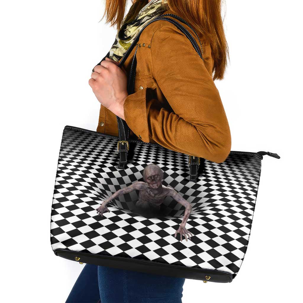 3D Illusion Horror Halloween Leather Tote Bag Horrible Scary Zombie - Wonder Print Shop