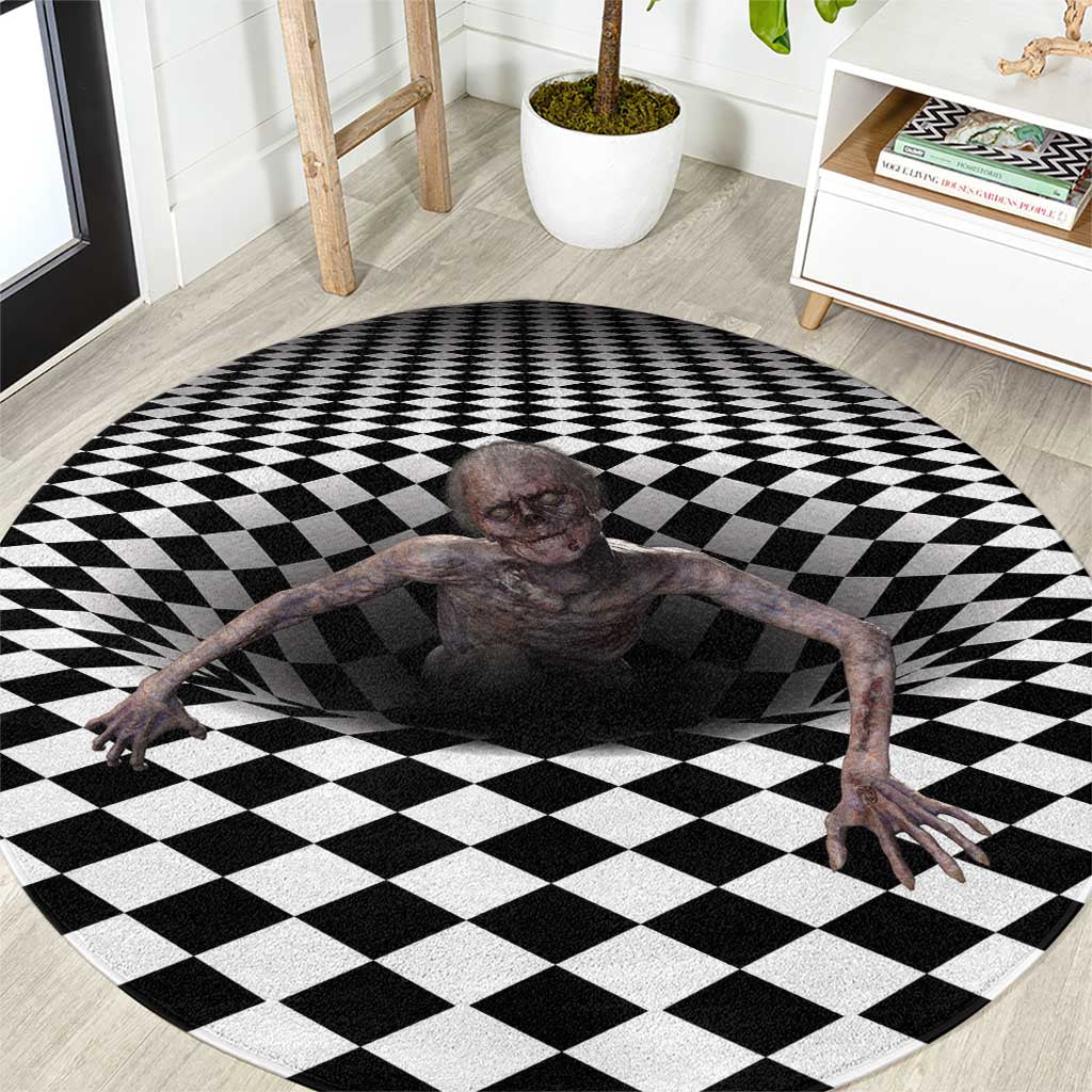 3D Illusion Horror Halloween Round Carpet Horrible Scary Zombie - Wonder Print Shop