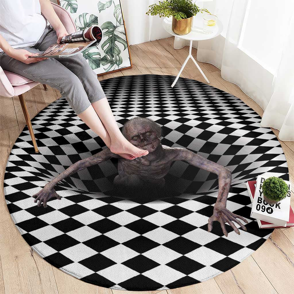 3D Illusion Horror Halloween Round Carpet Horrible Scary Zombie - Wonder Print Shop