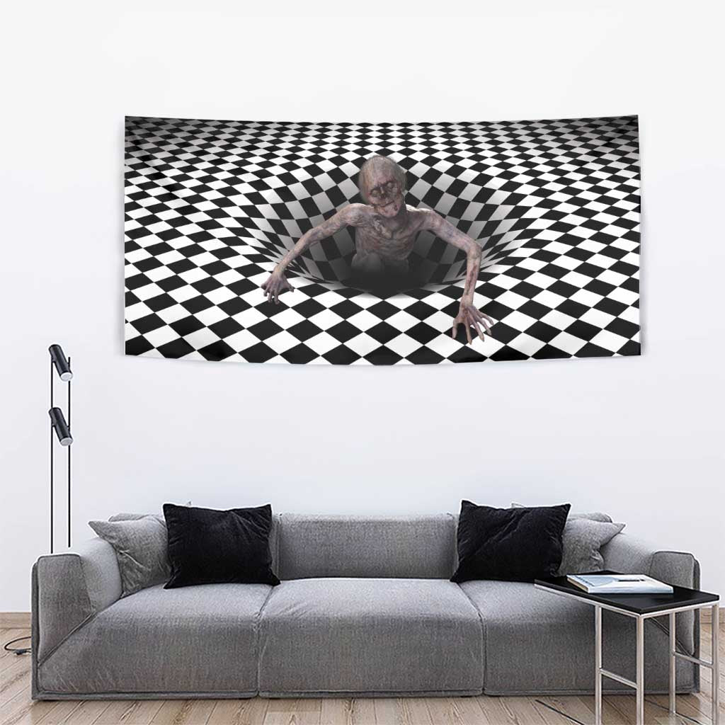 3D Illusion Horror Halloween Tapestry Horrible Scary Zombie - Wonder Print Shop
