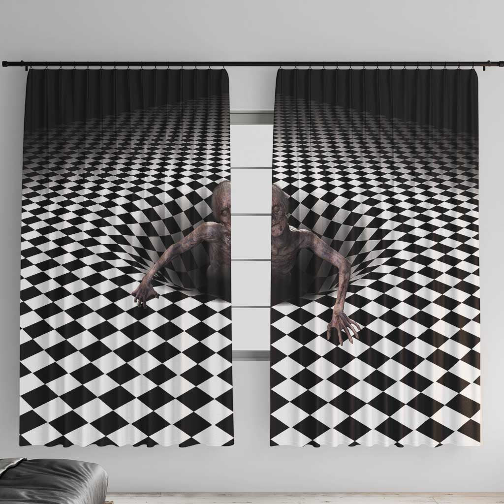 3D Illusion Horror Halloween Window Curtain Horrible Scary Zombie - Wonder Print Shop