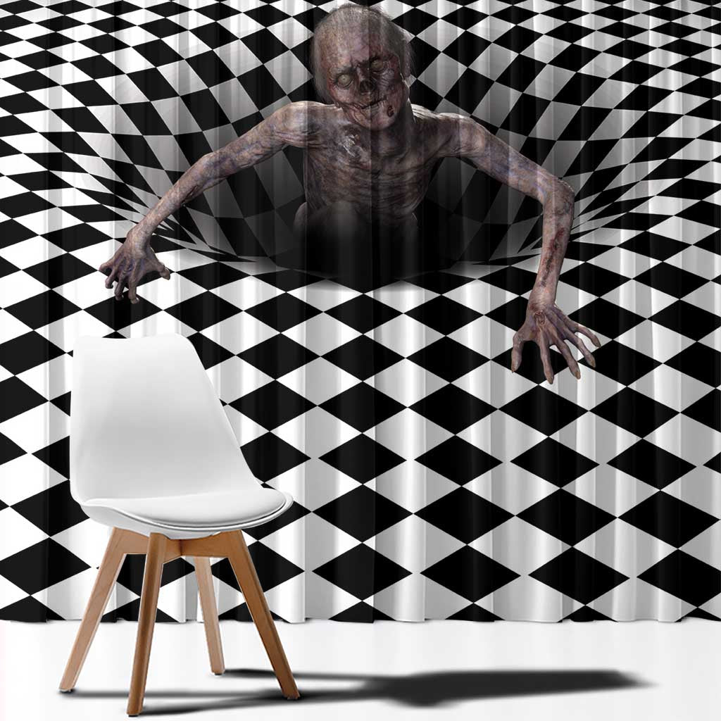 3D Illusion Horror Halloween Window Curtain Horrible Scary Zombie - Wonder Print Shop