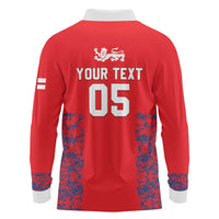 Custom England Cricket Long Sleeve Polo Shirt Go Three Lions Simple Style LT05 - Wonder Print Shop