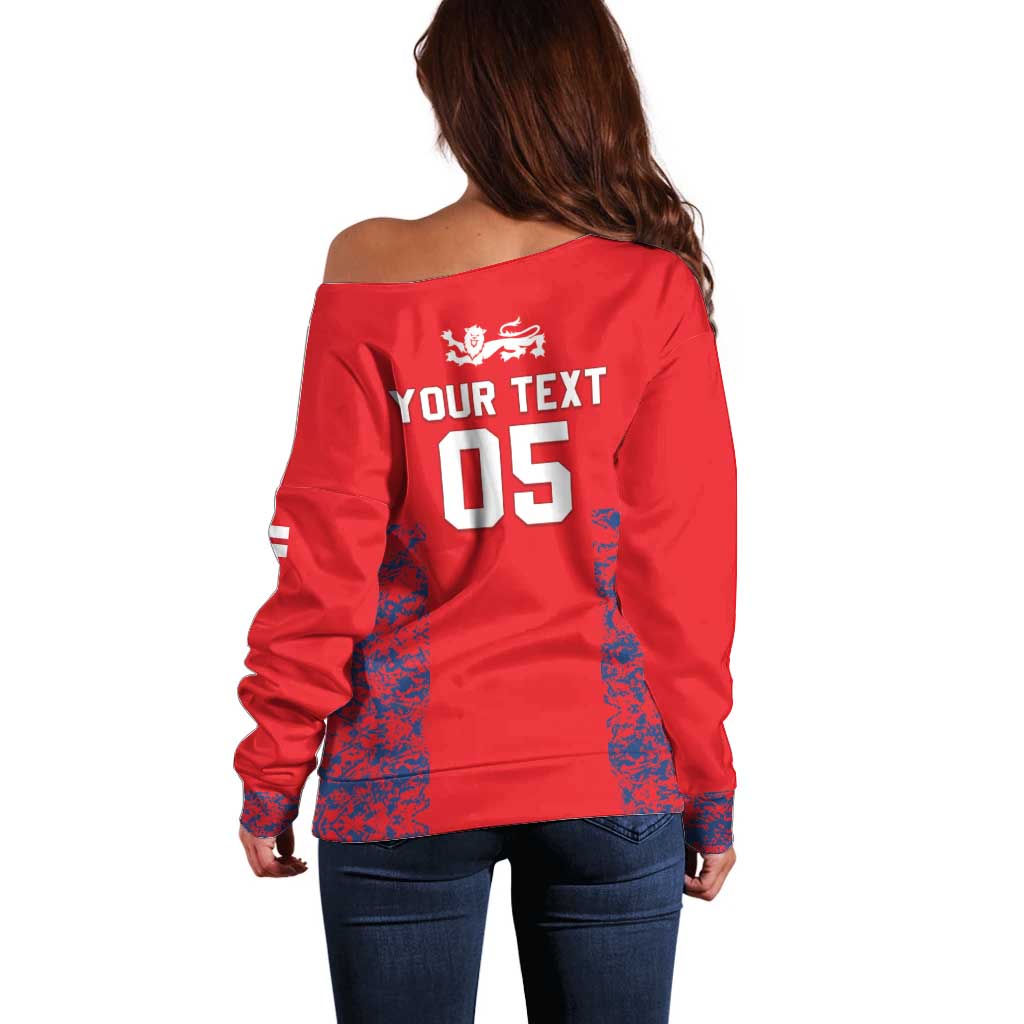 Custom England Cricket Off Shoulder Sweater Go Three Lions Simple Style LT05 - Wonder Print Shop