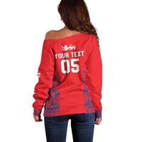 Custom England Cricket Off Shoulder Sweater Go Three Lions Simple Style LT05 - Wonder Print Shop
