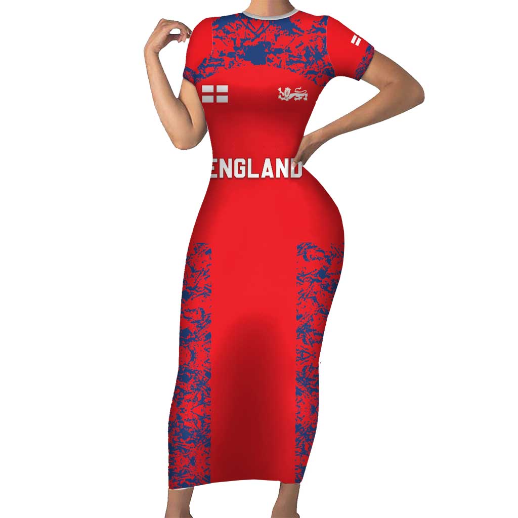 Custom England Cricket Short Sleeve Bodycon Dress Go Three Lions Simple Style LT05 - Wonder Print Shop
