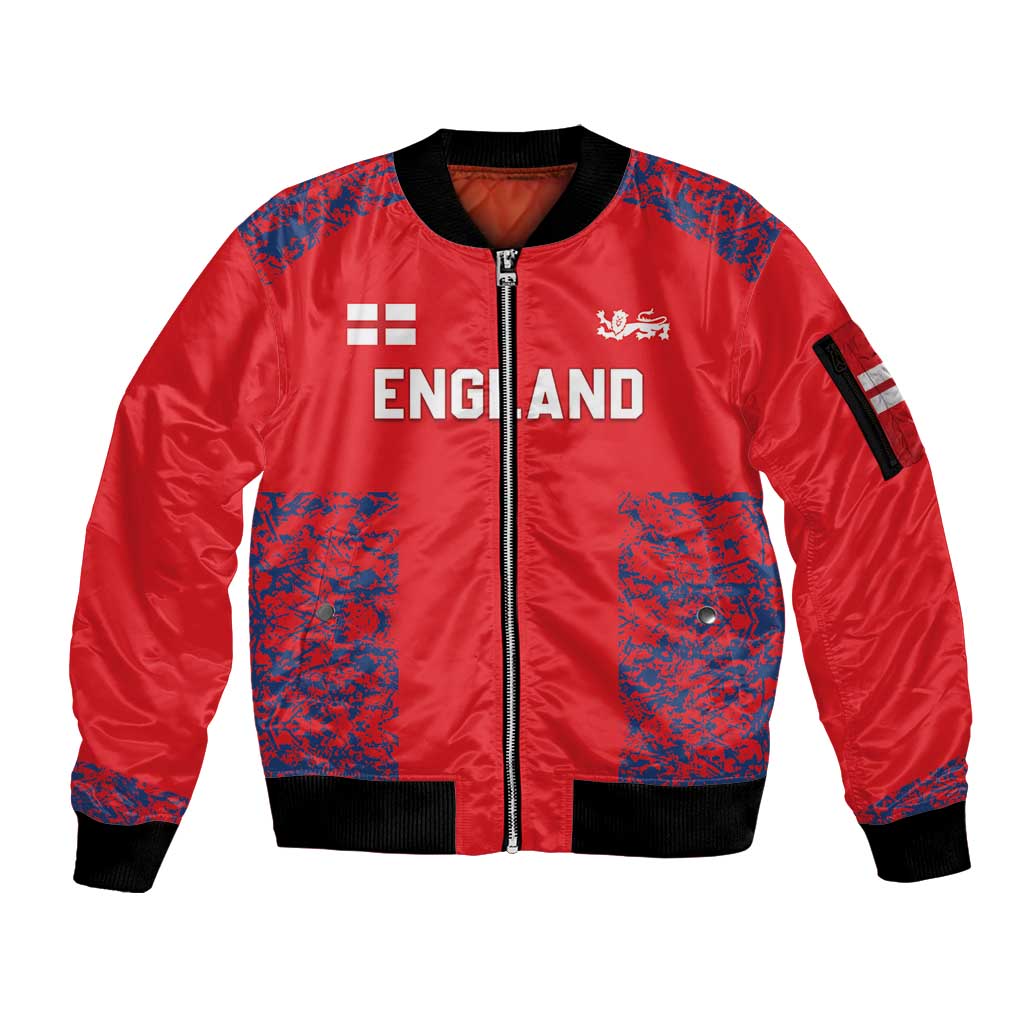 Custom England Cricket Sleeve Zip Bomber Jacket Go Three Lions Simple Style LT05 - Wonder Print Shop