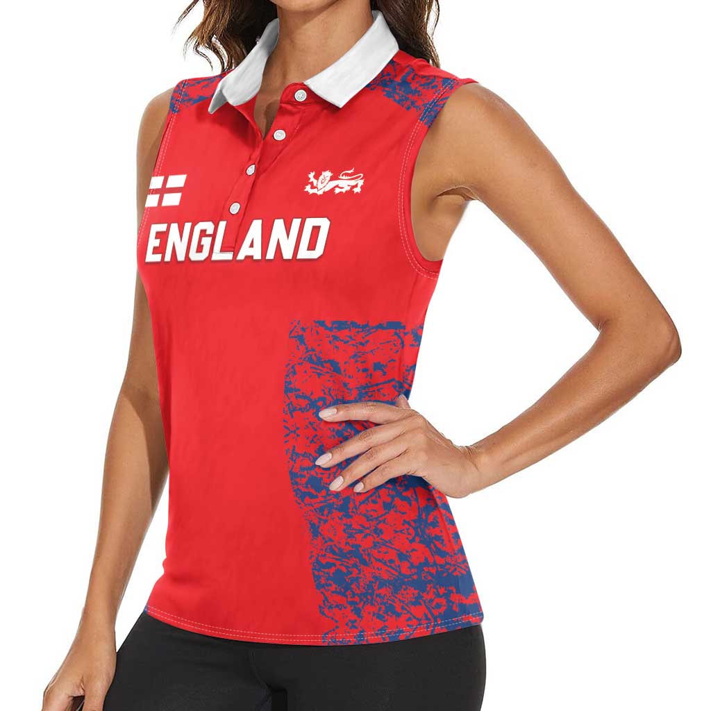 Custom England Cricket Women Sleeveless Polo Shirt Go Three Lions Simple Style LT05 - Wonder Print Shop