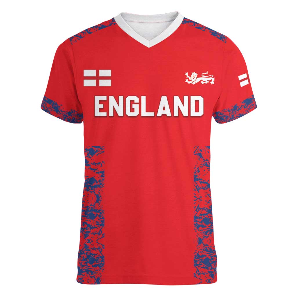 Custom England Cricket Women V-Neck T-Shirt Go Three Lions Simple Style LT05 - Wonder Print Shop