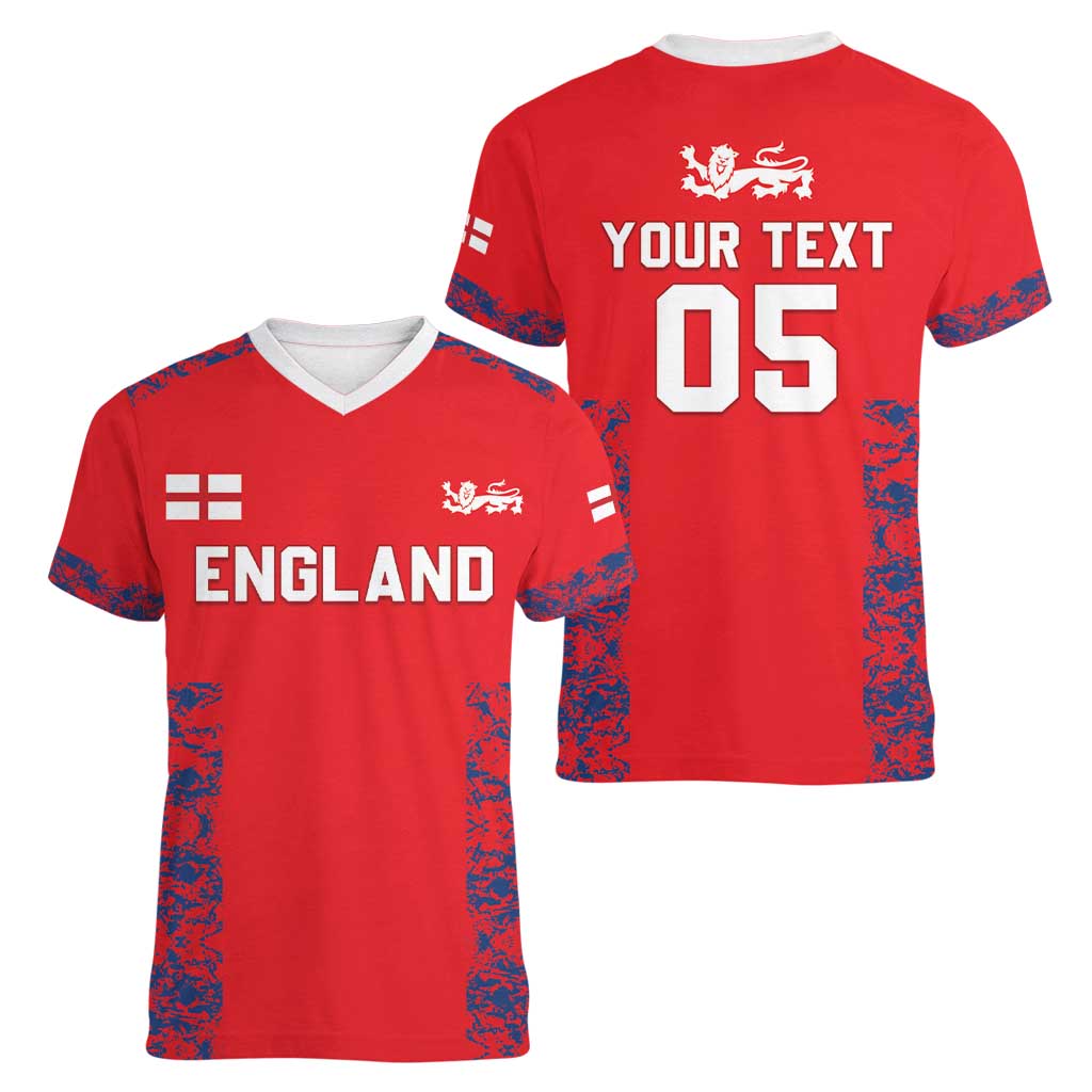 Custom England Cricket Women V-Neck T-Shirt Go Three Lions Simple Style LT05 - Wonder Print Shop