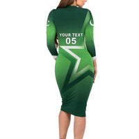 Custom Pakistan Cricket Family Matching Long Sleeve Bodycon Dress and Hawaiian Shirt Go Champions Shaheens LT05 - Wonder Print Shop