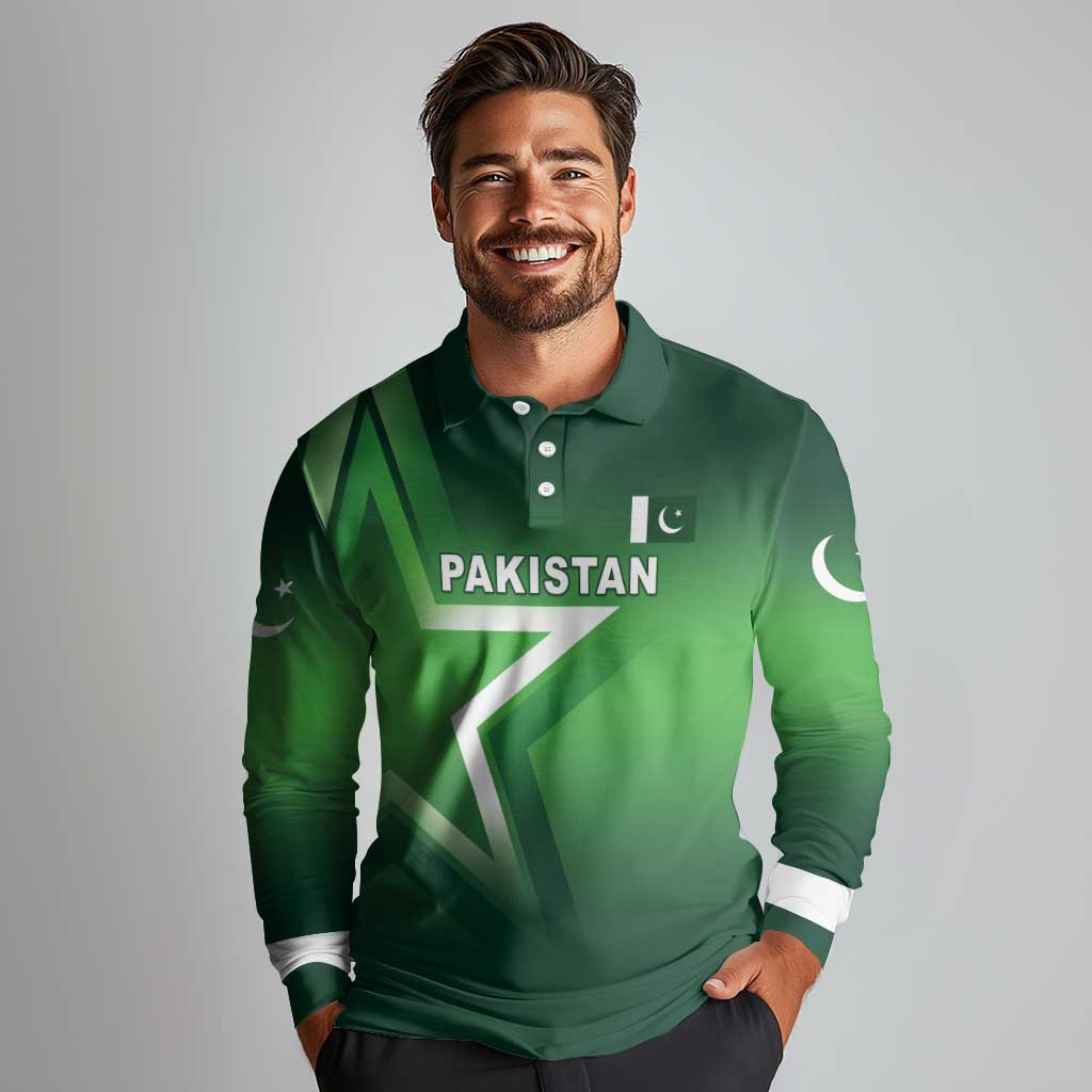 Custom Pakistan Cricket Long Sleeve Polo Shirt Go Champions Shaheens LT05 - Wonder Print Shop