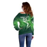 Custom Pakistan Cricket Off Shoulder Sweater Go Champions Shaheens LT05 - Wonder Print Shop