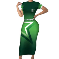 Custom Pakistan Cricket Short Sleeve Bodycon Dress Go Champions Shaheens LT05 - Wonder Print Shop