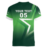 Custom Pakistan Cricket Women V-Neck T-Shirt Go Champions Shaheens LT05 - Wonder Print Shop