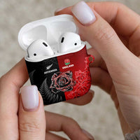 New Zealand And England Rugby AirPods Case Red Rose Mix Maori Pattern - Wonder Print Shop