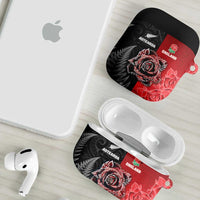 New Zealand And England Rugby AirPods Case Red Rose Mix Maori Pattern - Wonder Print Shop