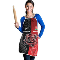 New Zealand And England Rugby Apron Red Rose Mix Maori Pattern - Wonder Print Shop
