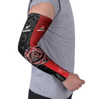New Zealand And England Rugby Custom Arm Sleeves Red Rose Mix Maori Pattern - Wonder Print Shop