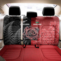 New Zealand And England Rugby Back Car Seat Cover Red Rose Mix Maori Pattern - Wonder Print Shop