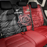New Zealand And England Rugby Back Car Seat Cover Red Rose Mix Maori Pattern - Wonder Print Shop
