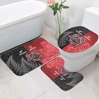 New Zealand And England Rugby Bathroom Set Red Rose Mix Maori Pattern - Wonder Print Shop