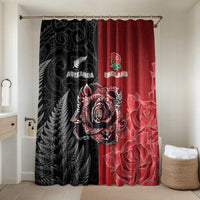 New Zealand And England Rugby Bathroom Set Red Rose Mix Maori Pattern - Wonder Print Shop