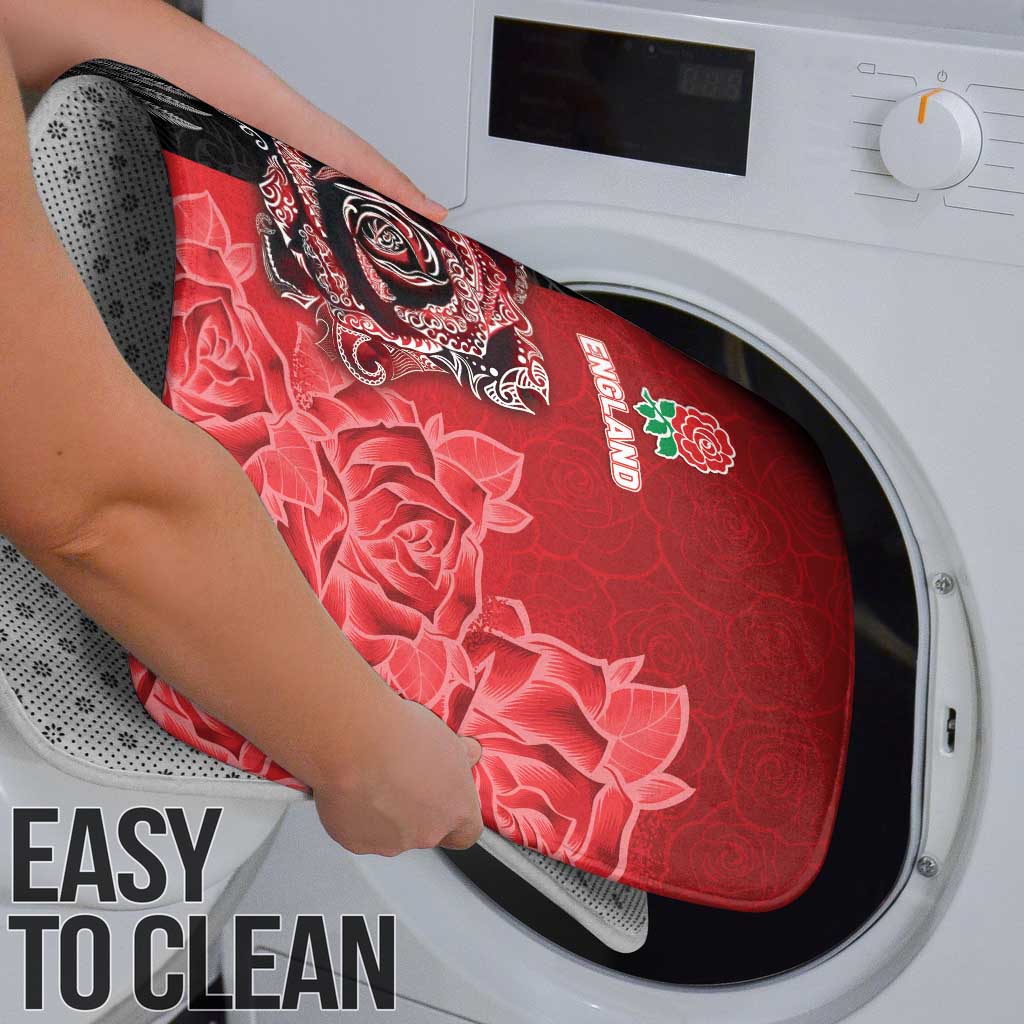 New Zealand And England Rugby Bathroom Set Red Rose Mix Maori Pattern - Wonder Print Shop