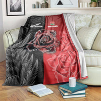 New Zealand And England Rugby Blanket Red Rose Mix Maori Pattern - Wonder Print Shop