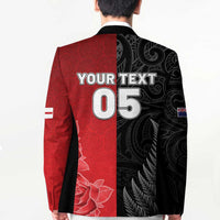 New Zealand And England Rugby Custom Blazer Red Rose Mix Maori Pattern - Wonder Print Shop