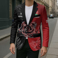 New Zealand And England Rugby Custom Blazer Red Rose Mix Maori Pattern - Wonder Print Shop